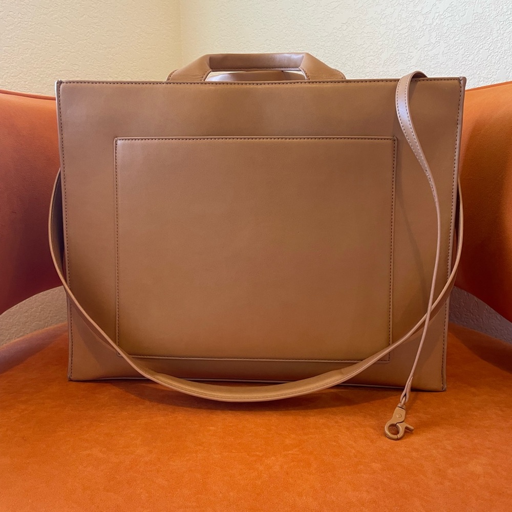 Dagne Dover Tan Leather Tote Shoulder Bag - Picture 2 of 12